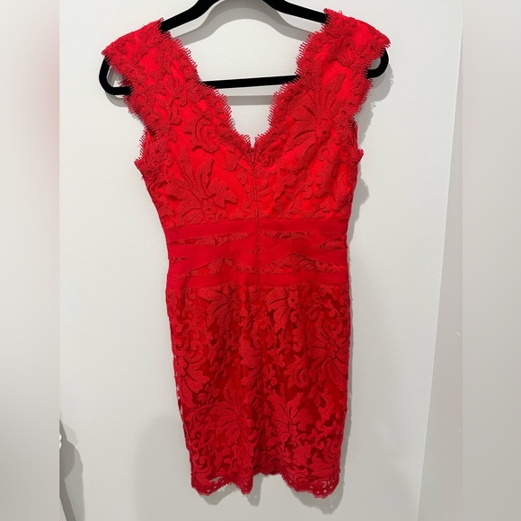 EUC Tadashi Shoji Embroidered Lace V-Neck Dress -4P - Picture 3 of 6